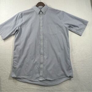 Men's Blue Striped Shirt by Stafford short sleeve size 18 X-tall fit